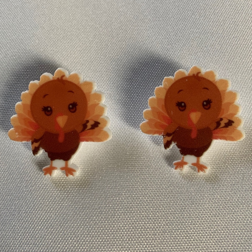 NWT. Handmade Thanksgiving Turkey Earrings!